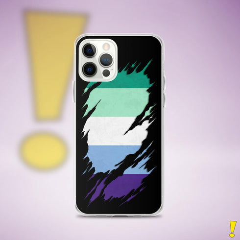 Gay Male Pride Flag Ripped Reveal Clear Case for iPhone®